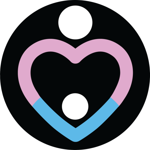 Logo image of pink and blue heart with two white dots