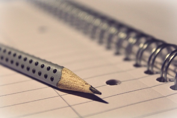 photo of pencil on a notebook