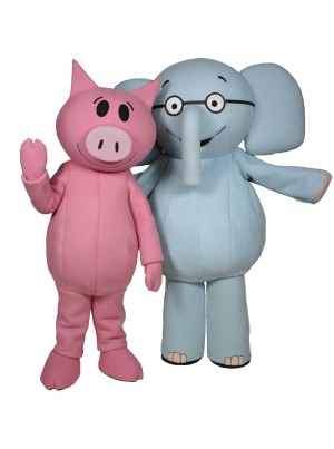 Two people in Elephant and Piggie costumes
