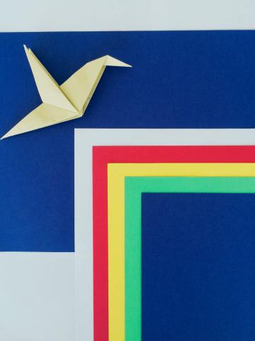 origami bird with colorful paper