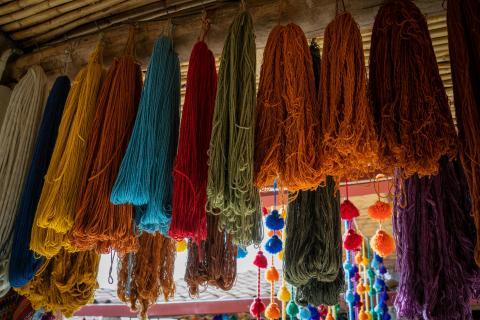 hanks of yarn hanging