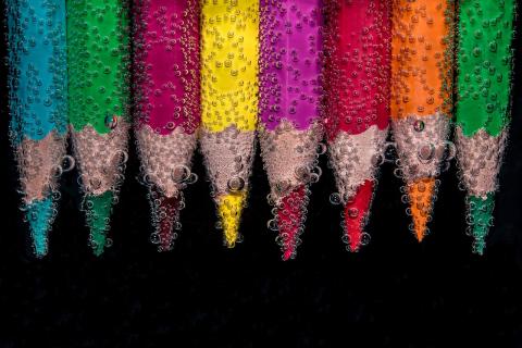 rainbow of colored pencils