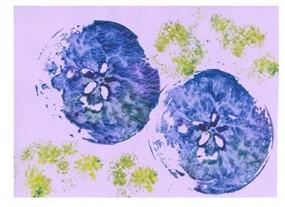 paint prints made with apples & broccoli