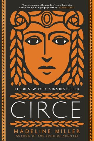 Book cover image of Circe, by Madeline Miller. (woman's face in gold)