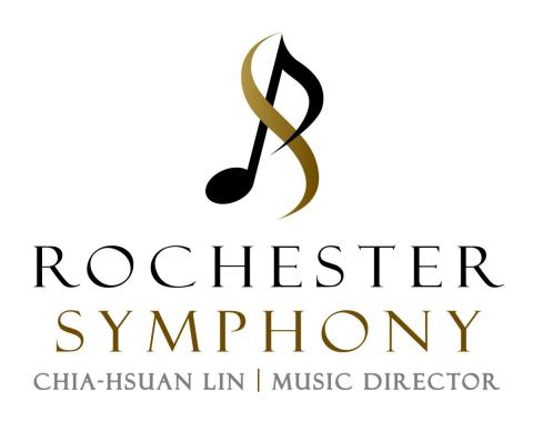 Music note over text reading: Rochester Symphony Chia-Hsuan Lin Music Director