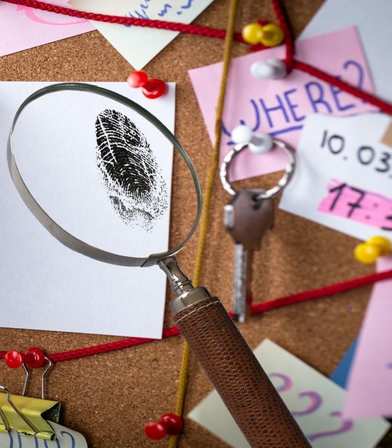 Picture of clues on a peg board