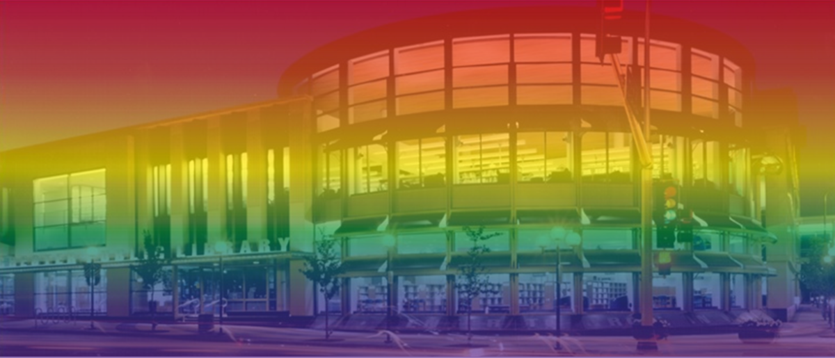 RPL building with rainbow color overlay