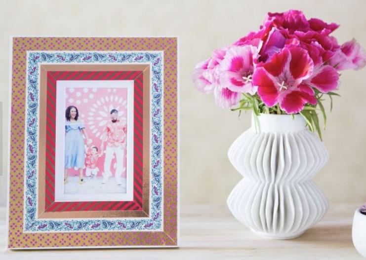 tape, frame, flowers