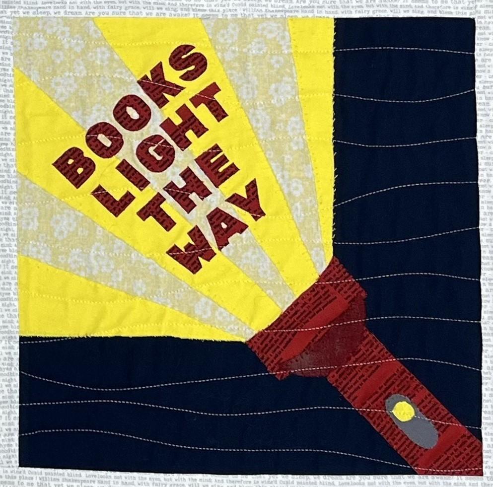 quilt, flashlight, books, justice