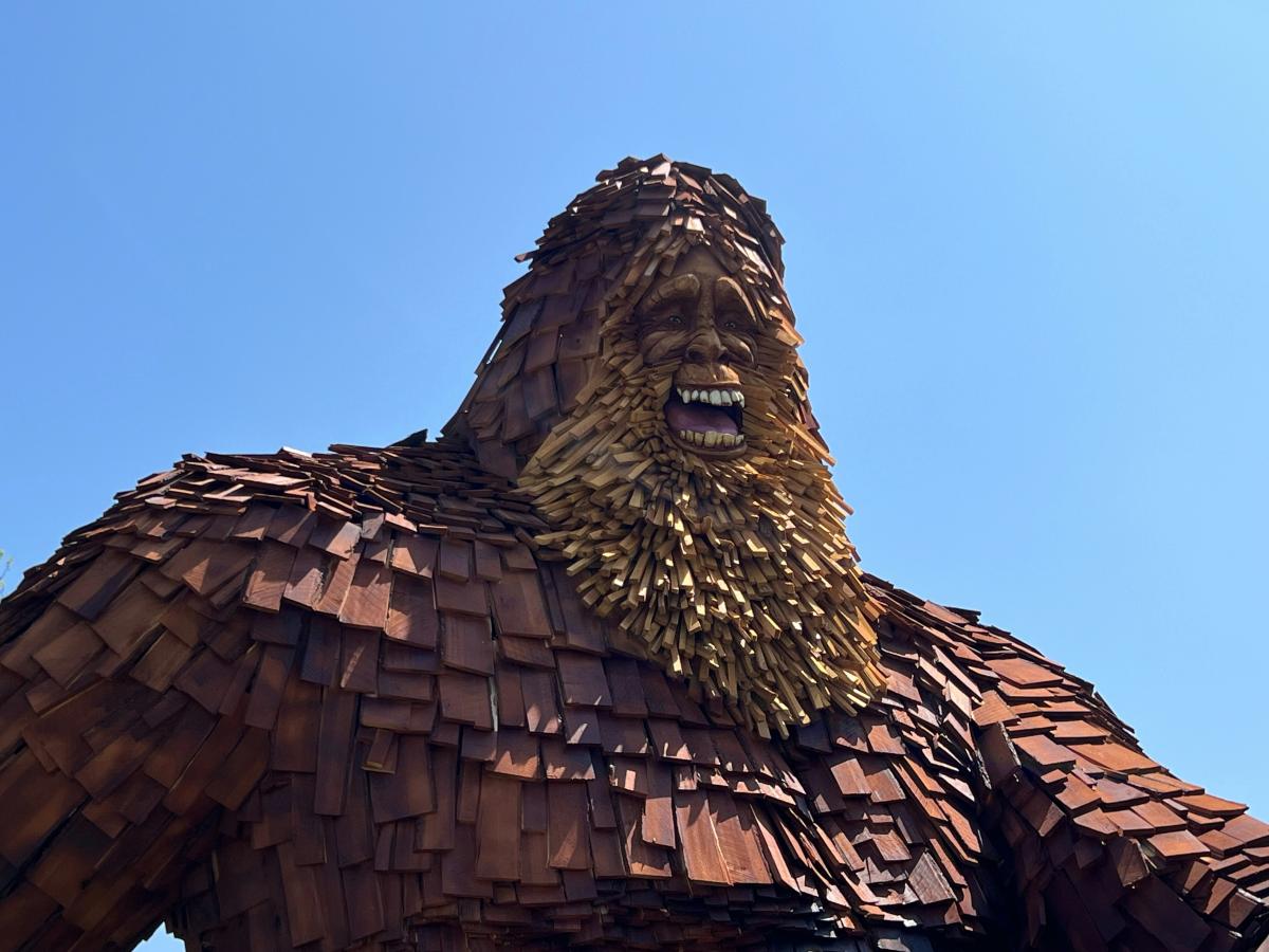 wooden bigfoot statue