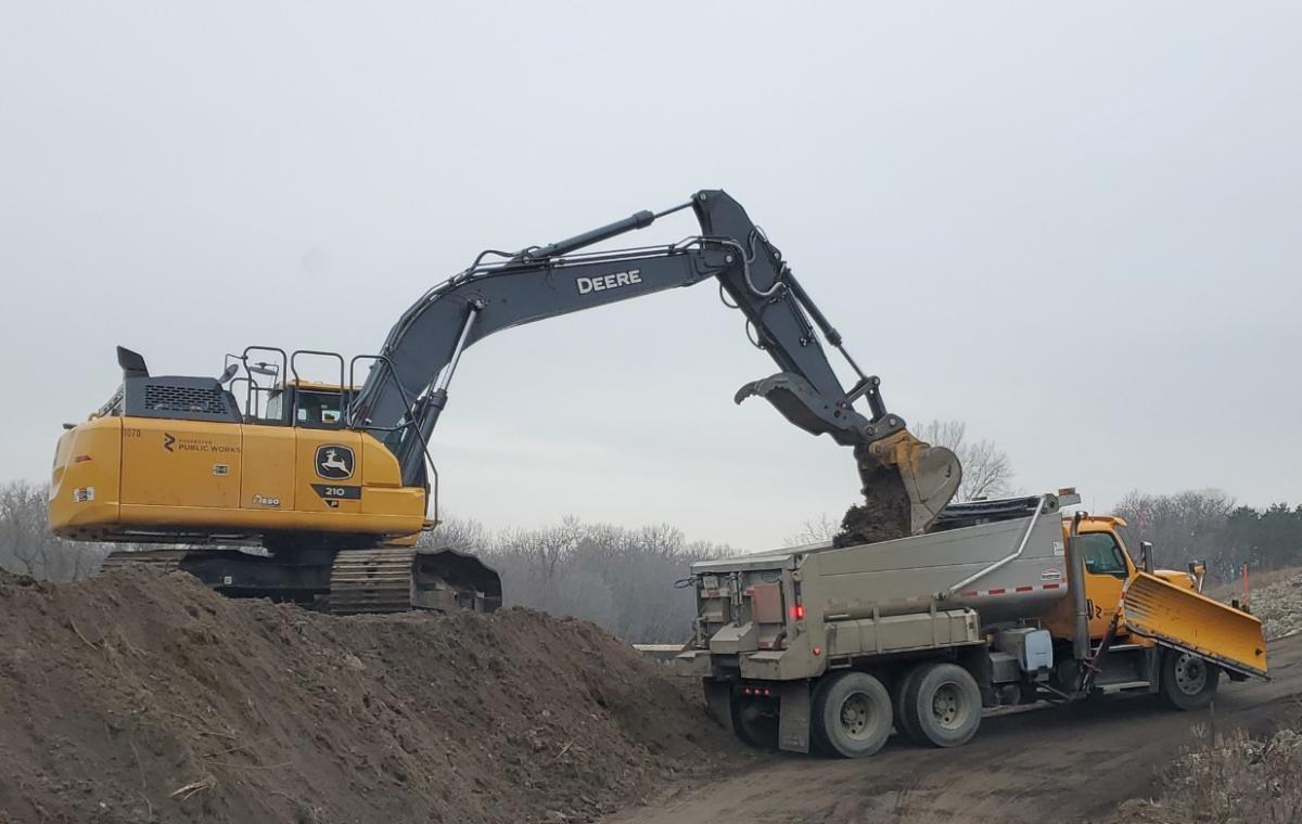 excavator and dump truck